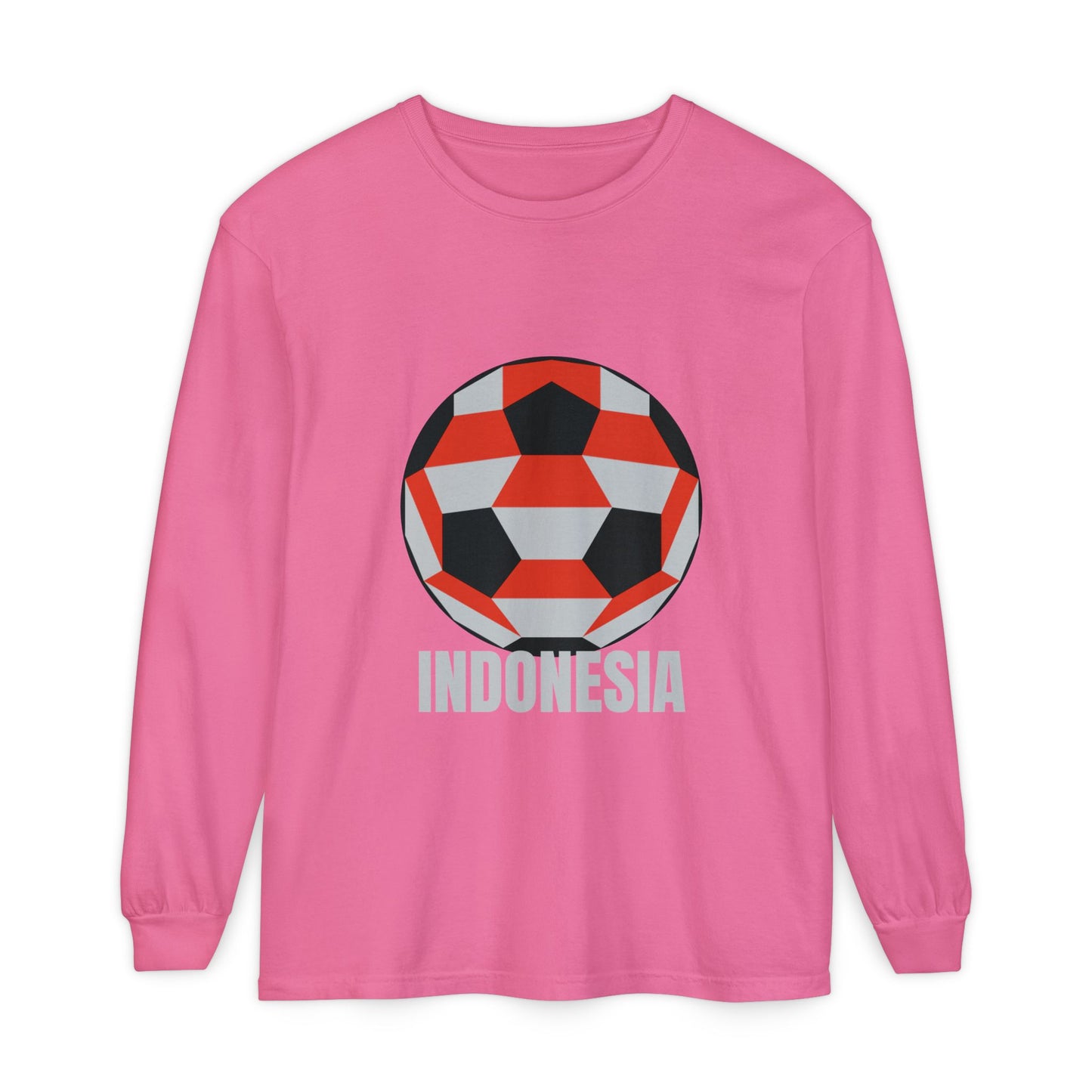 Indonesia Fan Specialty Soccer Ball Design Long Sleeve Tee