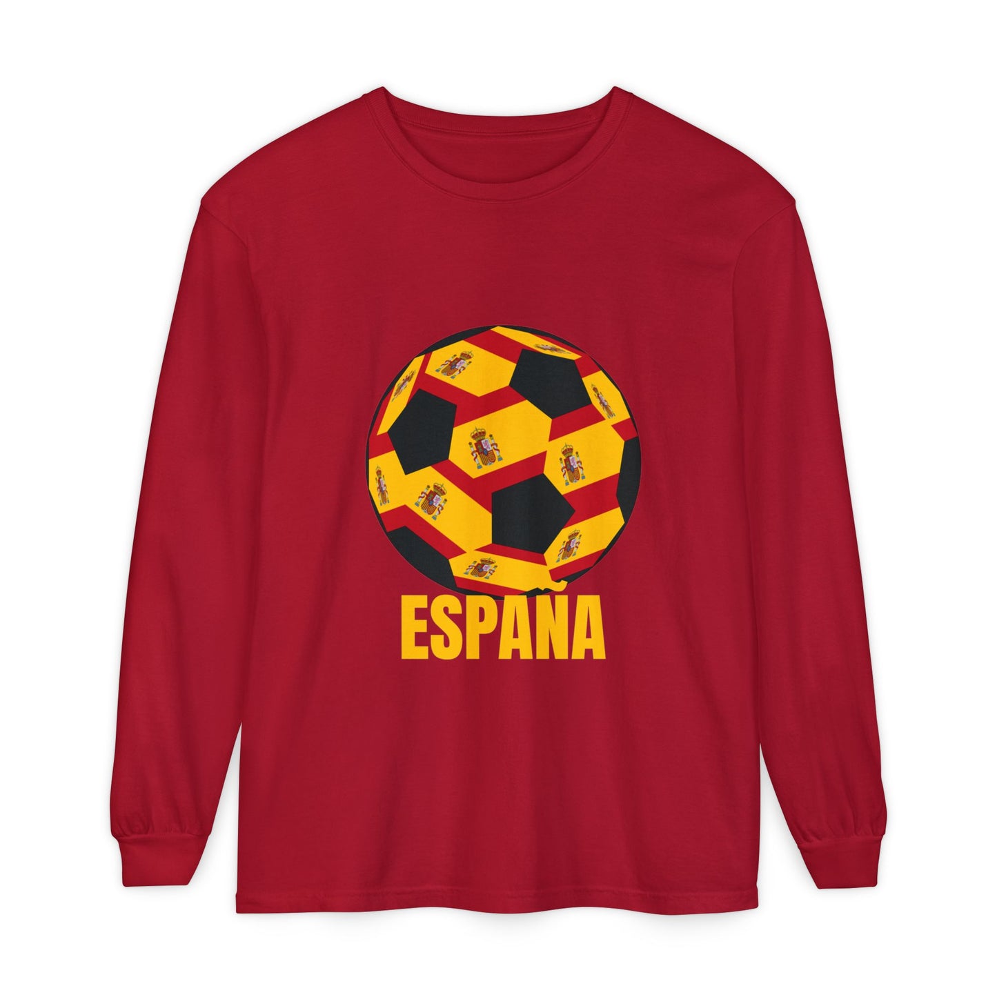 España Soccer Ball Long Sleeve Tee  Gold Text