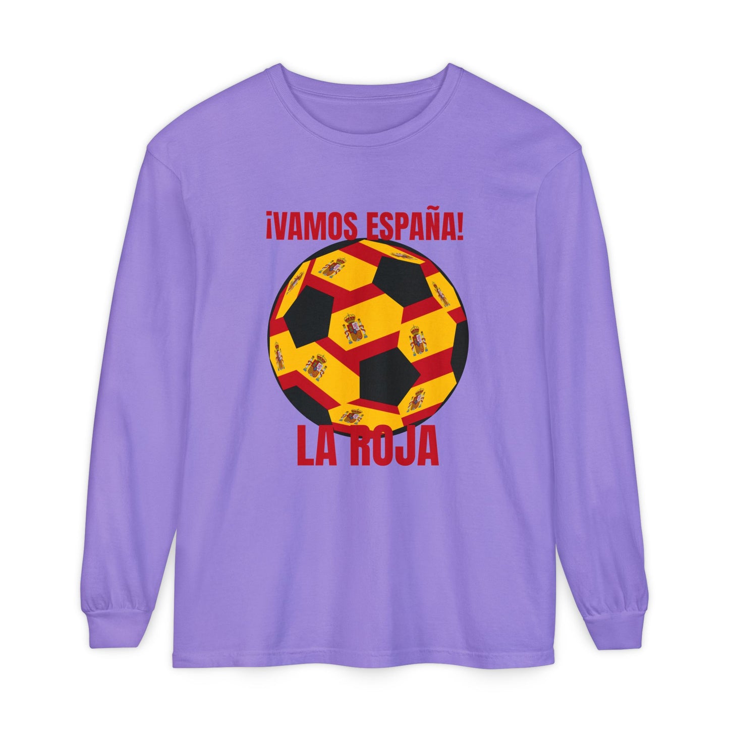 La Roja Soccer Long Sleeve Tee — "¡Vamos España!" Spanish  Fan Shirt Red Text