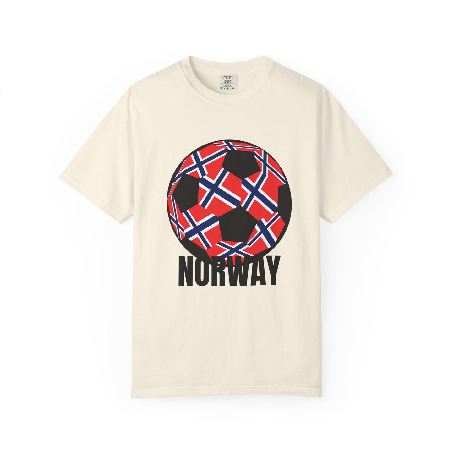 Norway Fan Specialty Soccer Ball Design T Shirt Black Print