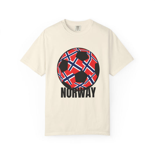 Norway Fan Specialty Soccer Ball Design T Shirt Black Print