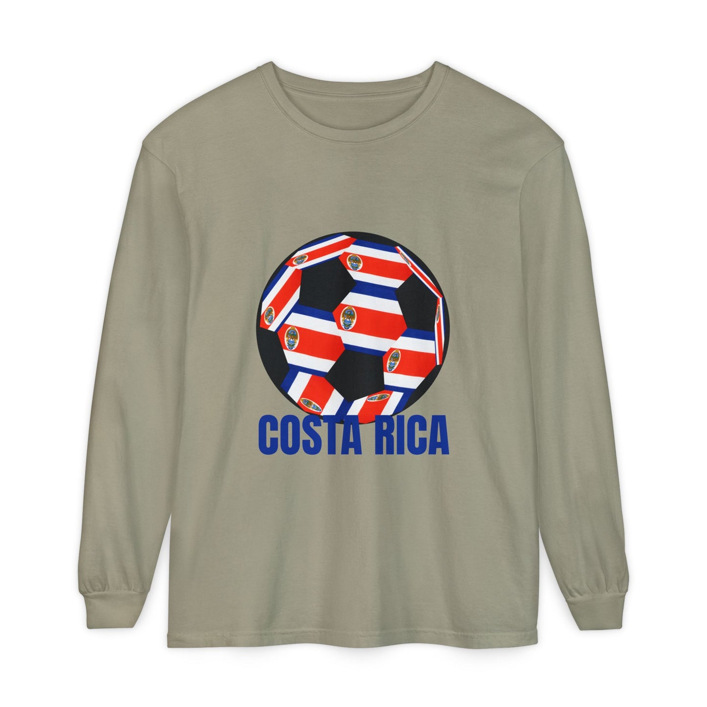 Costa Rica Fan Specialty Soccer Ball Design Long Sleeve T-Shirt