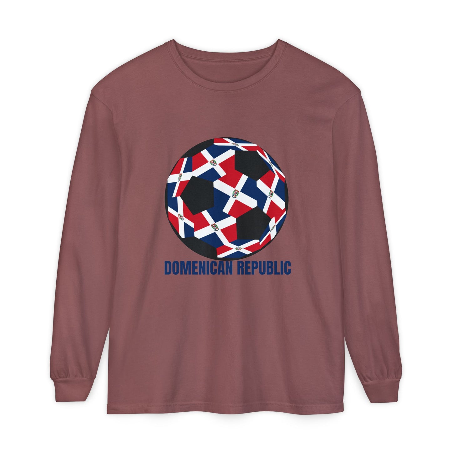 Domenican Republic Fan Specialty Soccer Ball Design Long Sleeve Tee