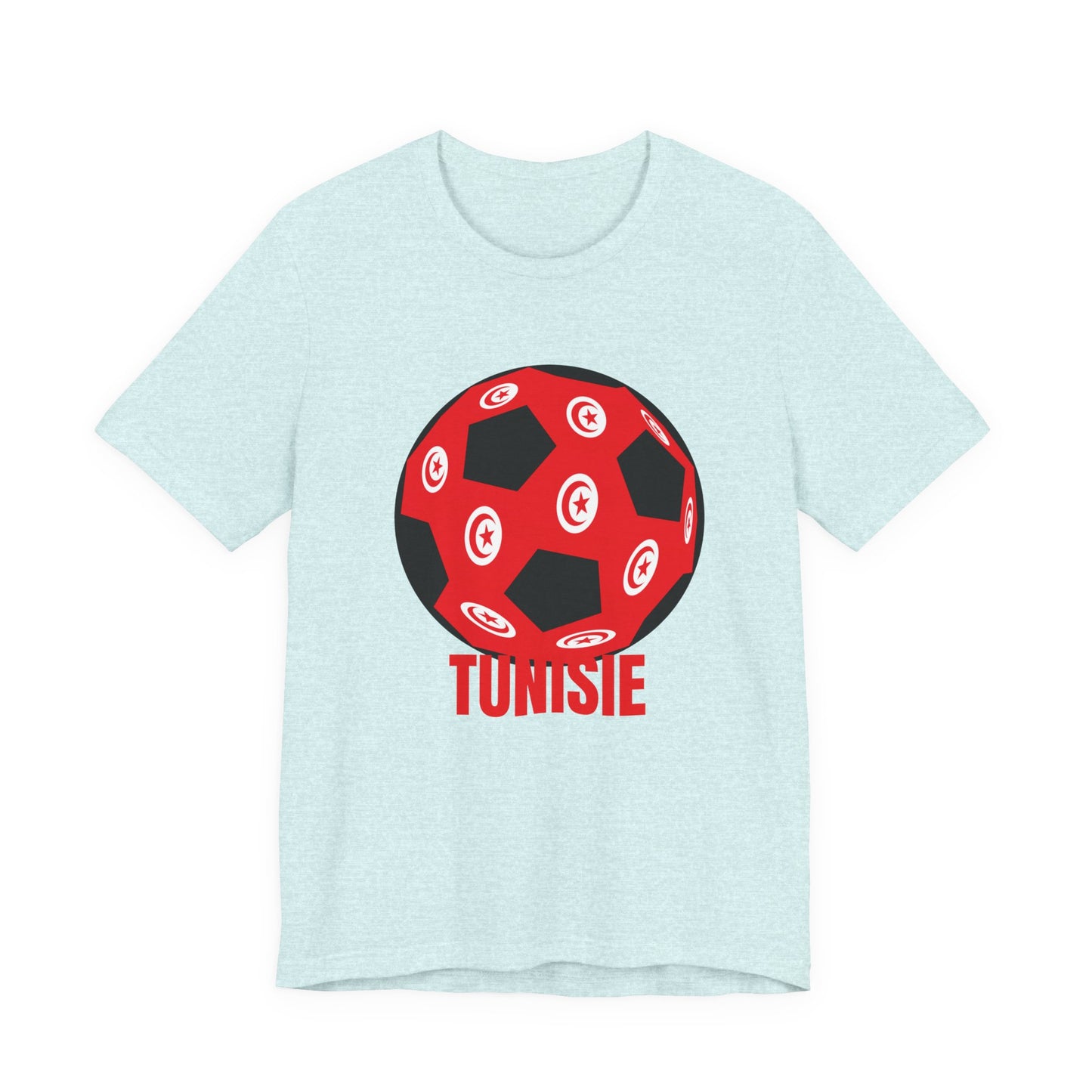 Tunisie Fan Specialty Soccer Ball Design T Shirt Tee Red Text