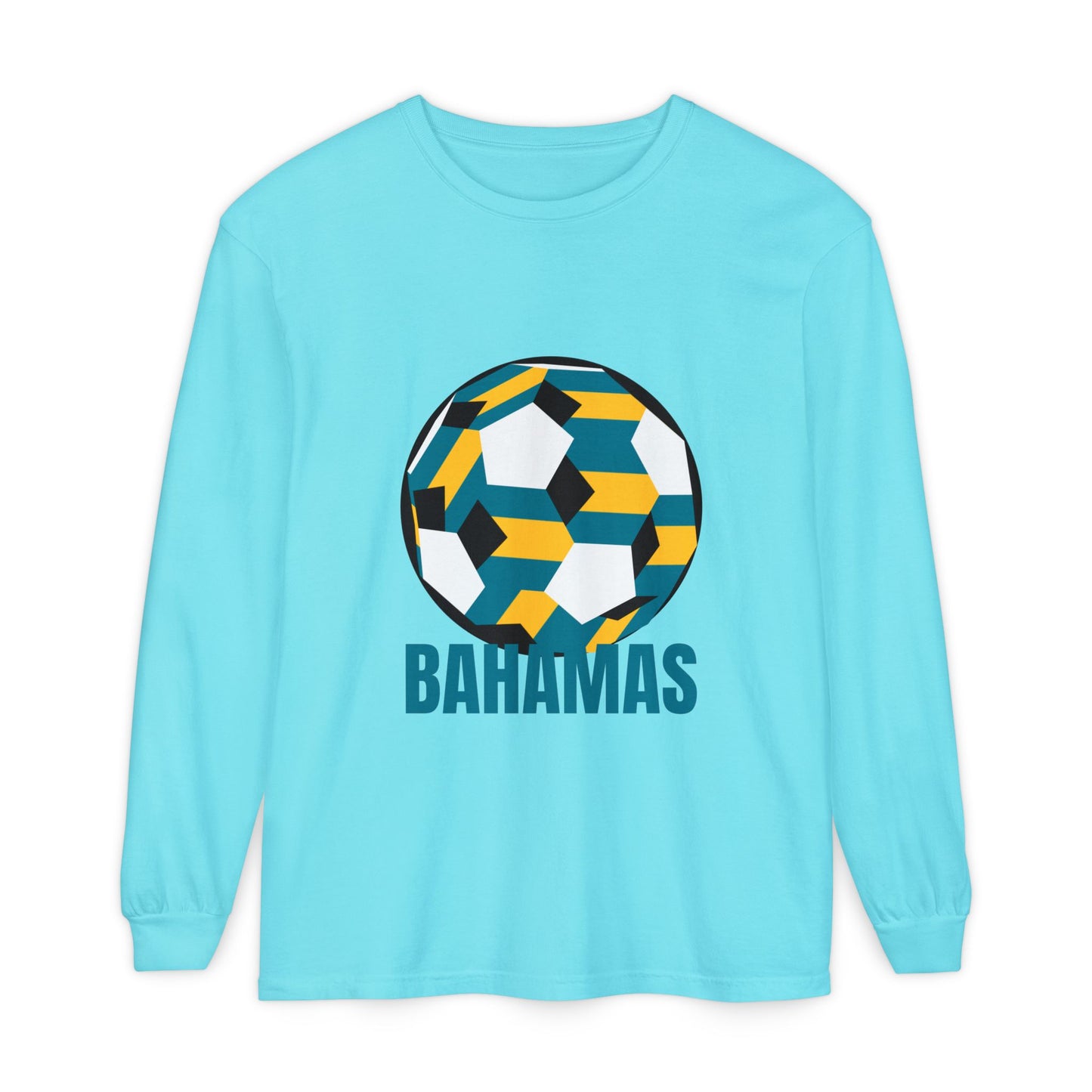 Bahamas Fan Specialty Soccer Ball Design Long Sleeve Tee