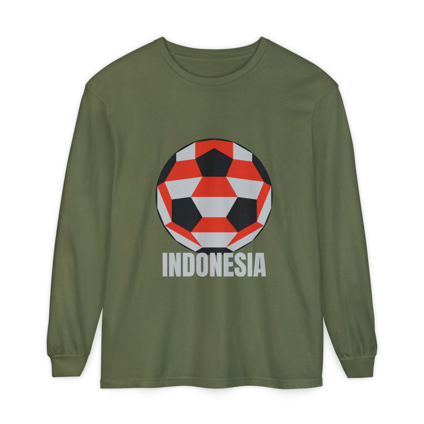 Indonesia Fan Specialty Soccer Ball Design Long Sleeve Tee