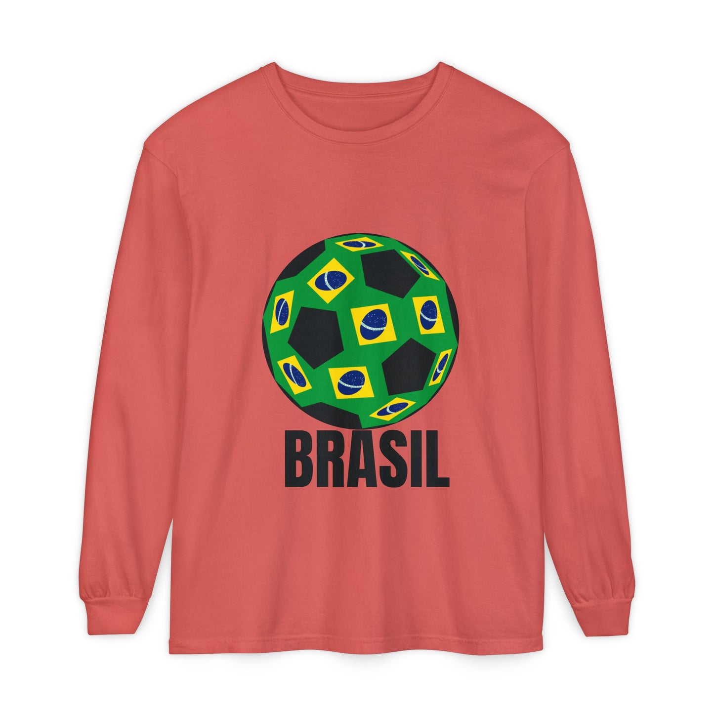 Brasil Fan Specialty Soccer Ball Design Long Sleeve T Shirt