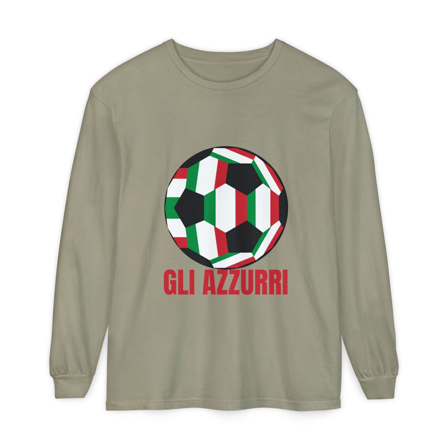 Gli Azzurri Fan Specialty Soccer Ball Design Long Sleeve Tee