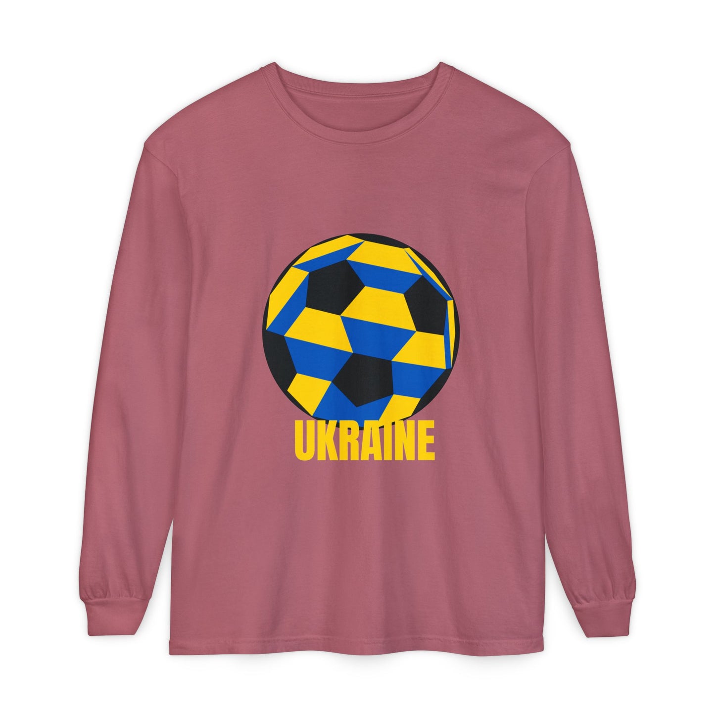 Ukraine Fan Specialty Soccer Ball Design  Long Sleeve Tee