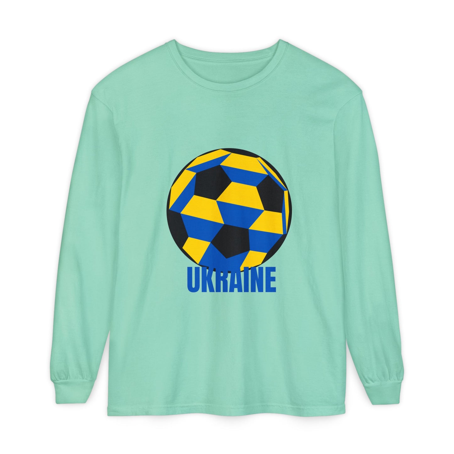 Ukraine Fan Specialty Soccer Ball Design  Long Sleeve Tee
