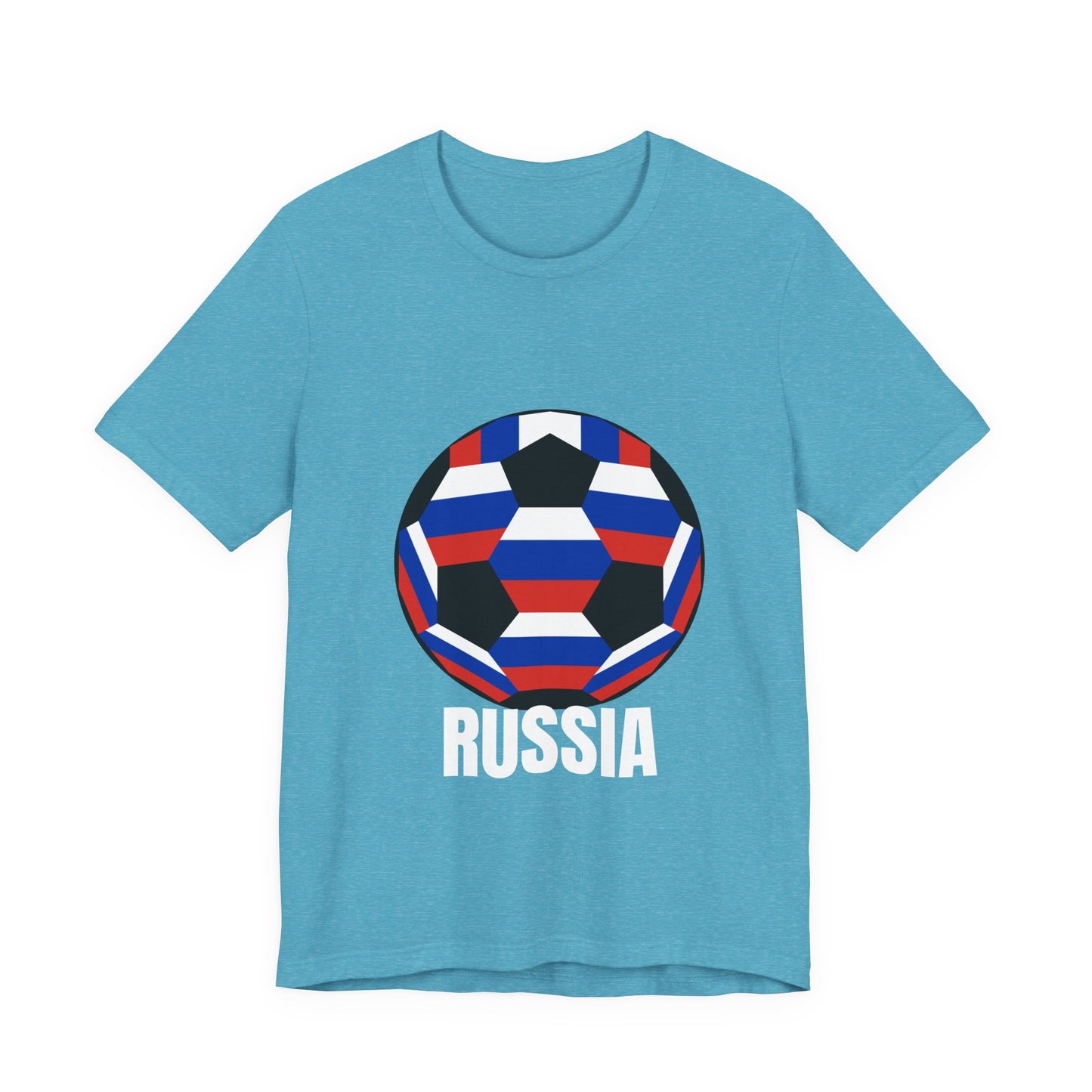 Russia Fan Specialty Soccer Ball Design T Shirt Tee White Text