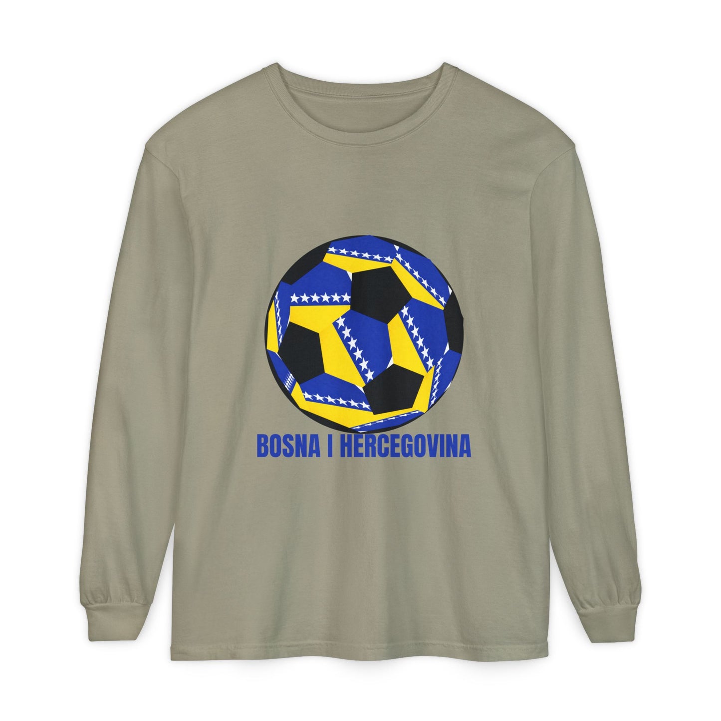 Bosnia Herzegovina Fan Specialty Soccer Ball Design Long Sleeve Tee