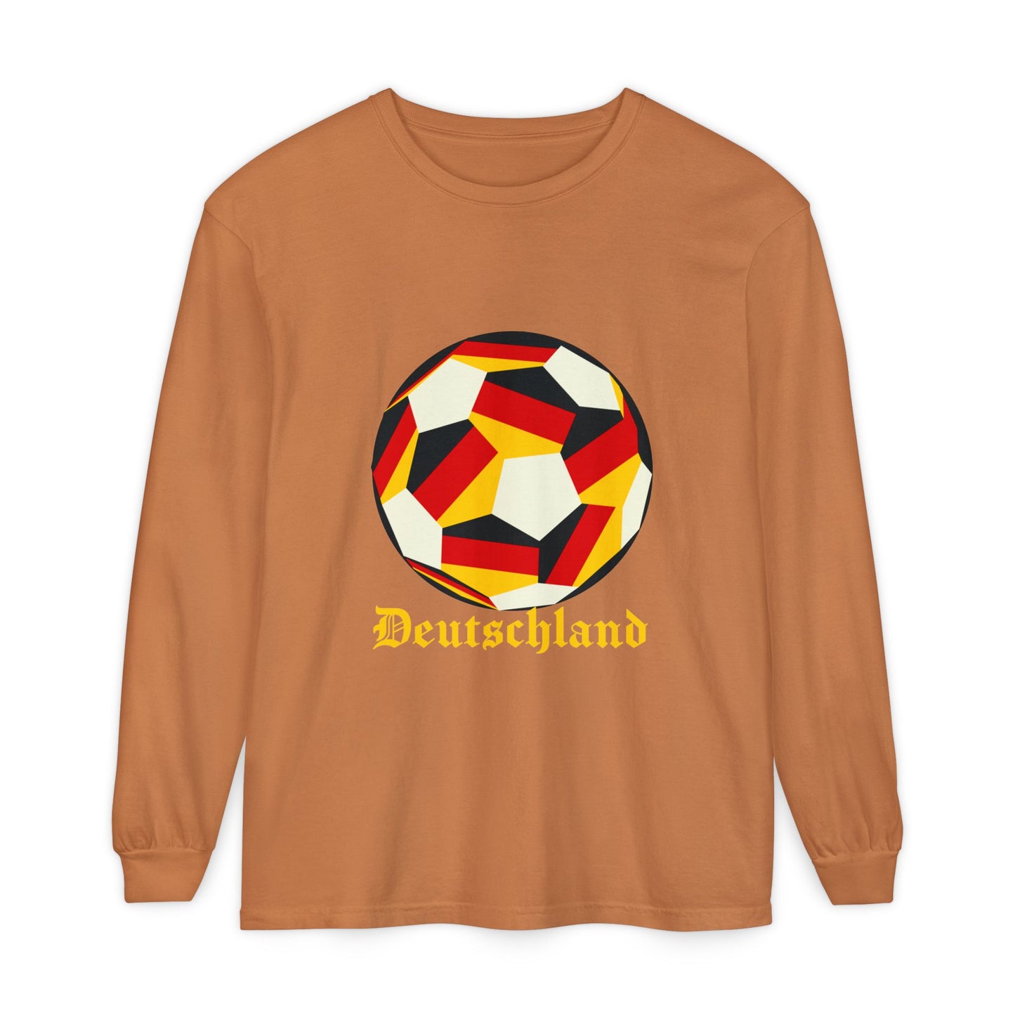 Deutschland Fan Specialty Soccer Ball Design Long Sleeve Tee