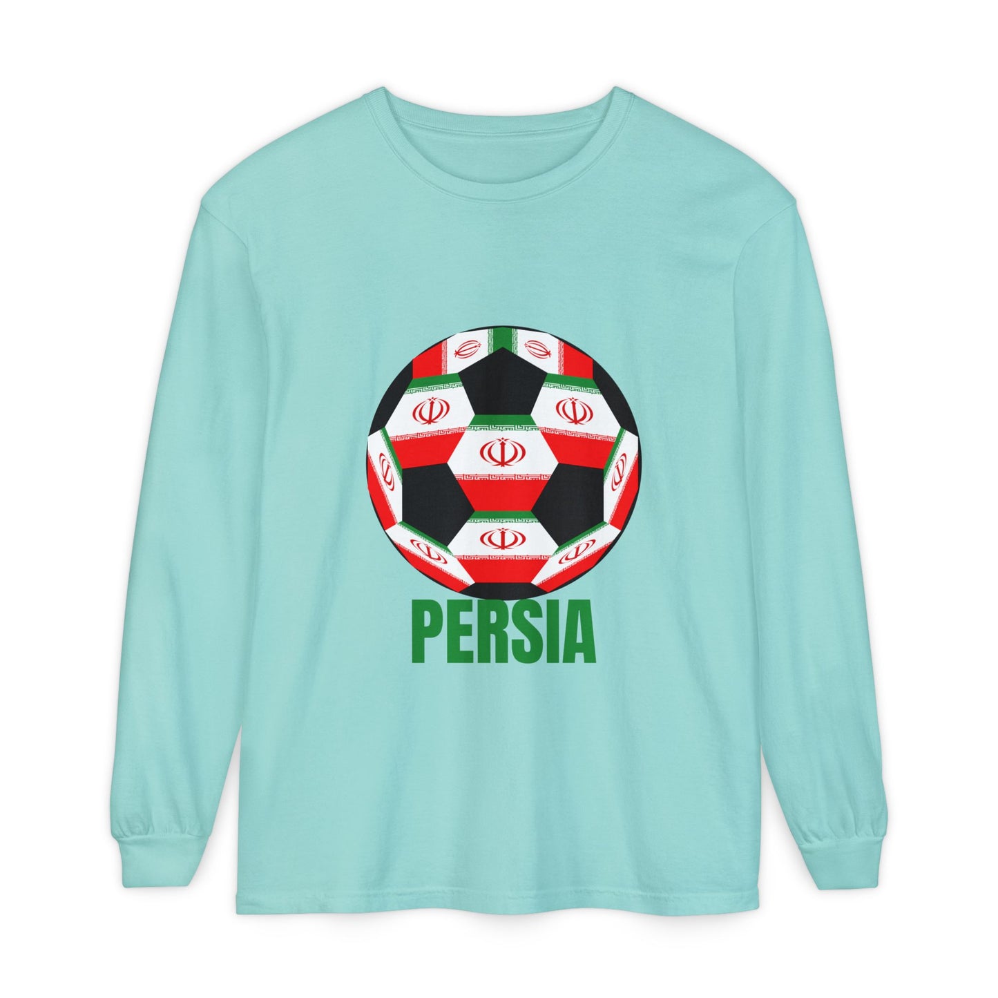 Persia Fan Specialty Soccer Ball Design Long Sleeve Tee