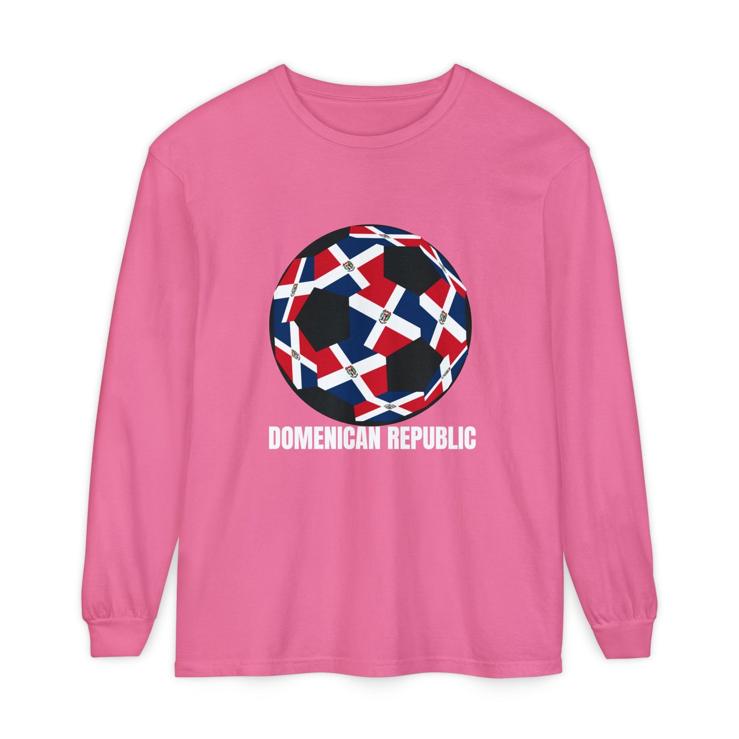 Domenican Republic Fan Specialty Soccer Ball Design Long Sleeve Tee