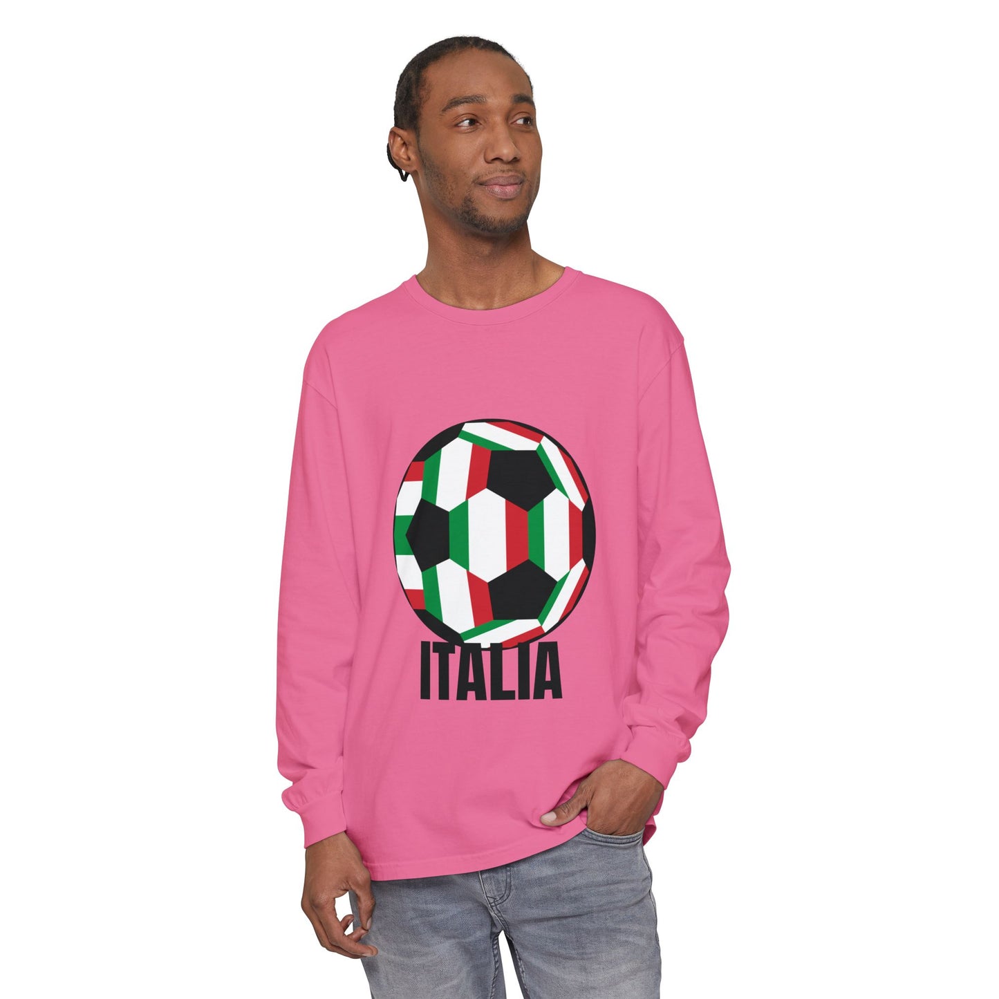 Italia Fan Specialty Soccer Ball Design Long Sleeve Tee