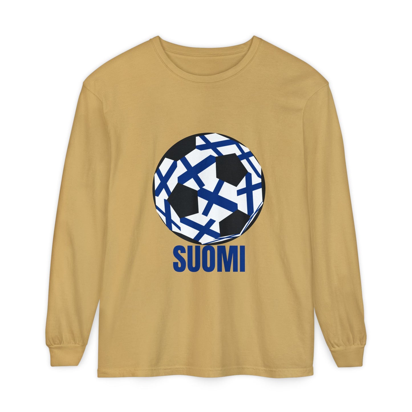 Suomi Fan Specialty Soccer Ball Design Long Sleeve Tee