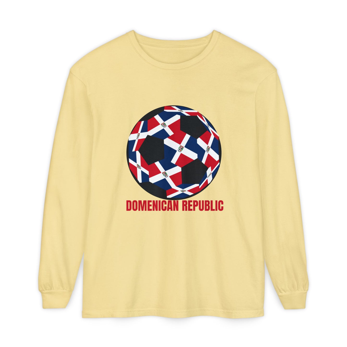 Domenican Republic Fan Specialty Soccer Ball Design Long Sleeve Tee