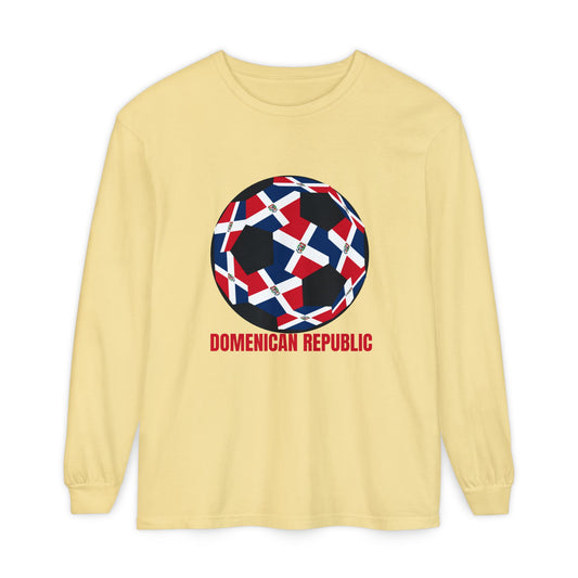 Domenican Republic Fan Specialty Soccer Ball Design Long Sleeve Tee