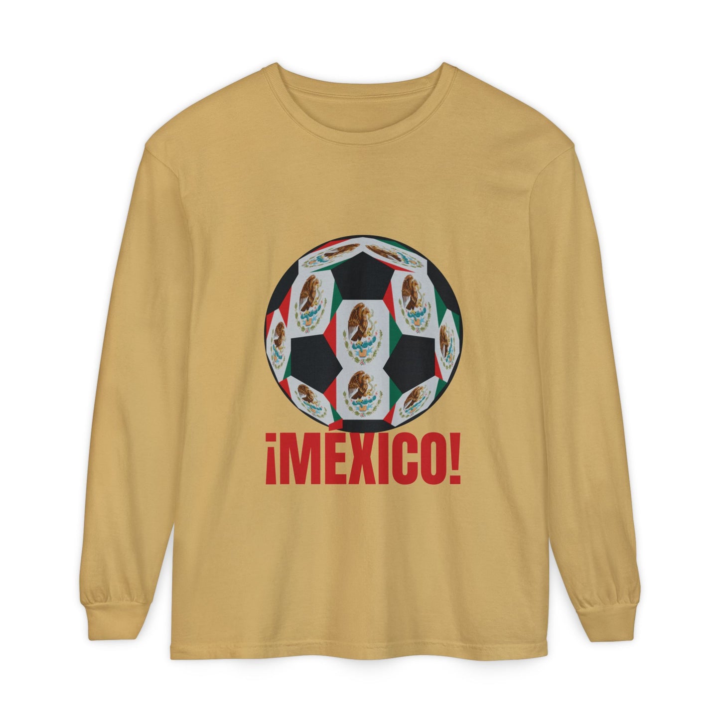 !Mexico! Fan Specialty Soccer Ball Design Long Sleeve Tee