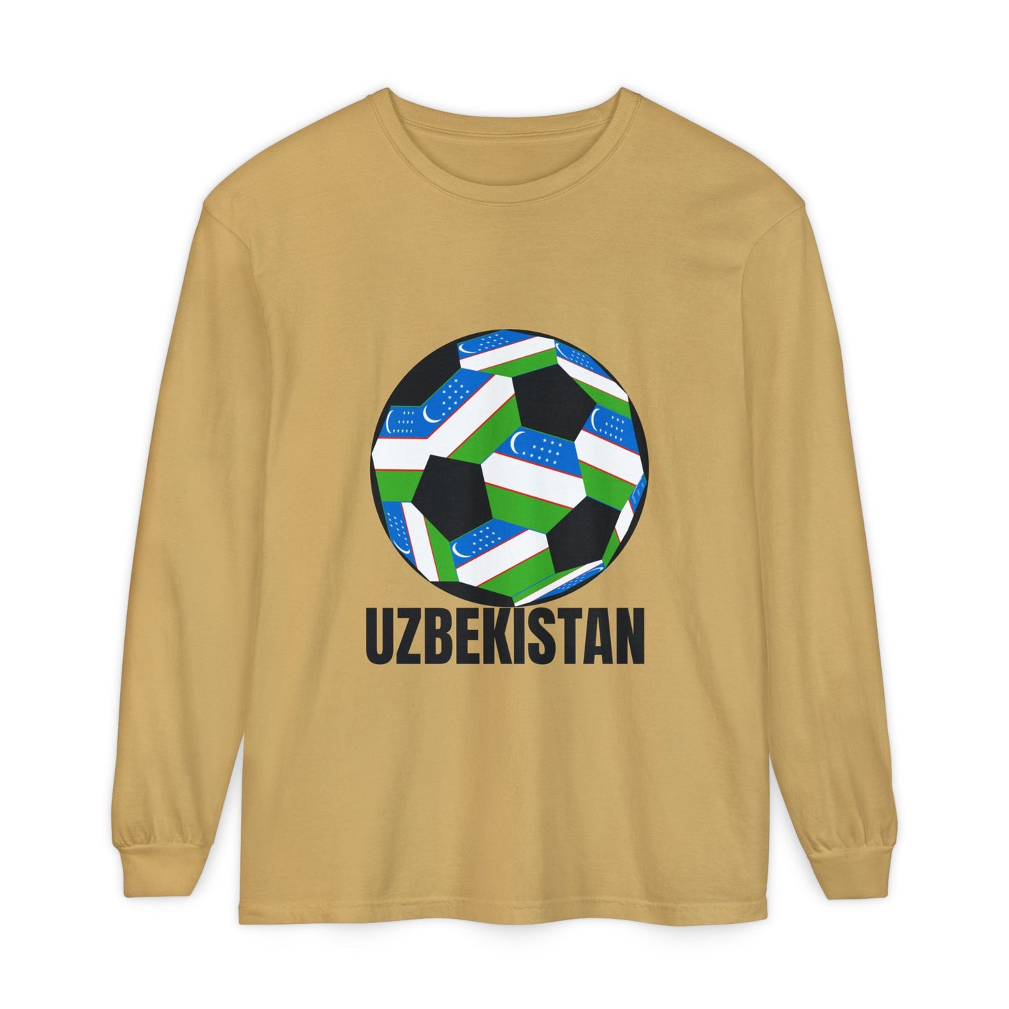 Uzbekistan Fan Specialty Soccer Ball Design Long Sleeve Tee