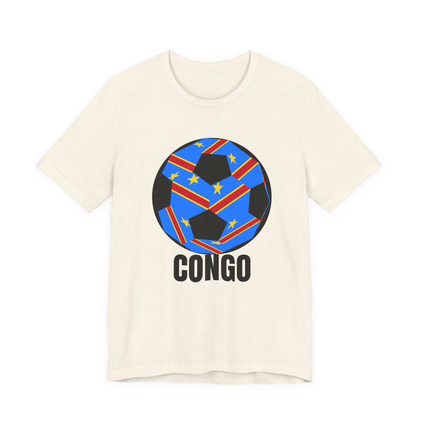 Congo Fan Specialty Soccer Ball Design T Shirt Black Text