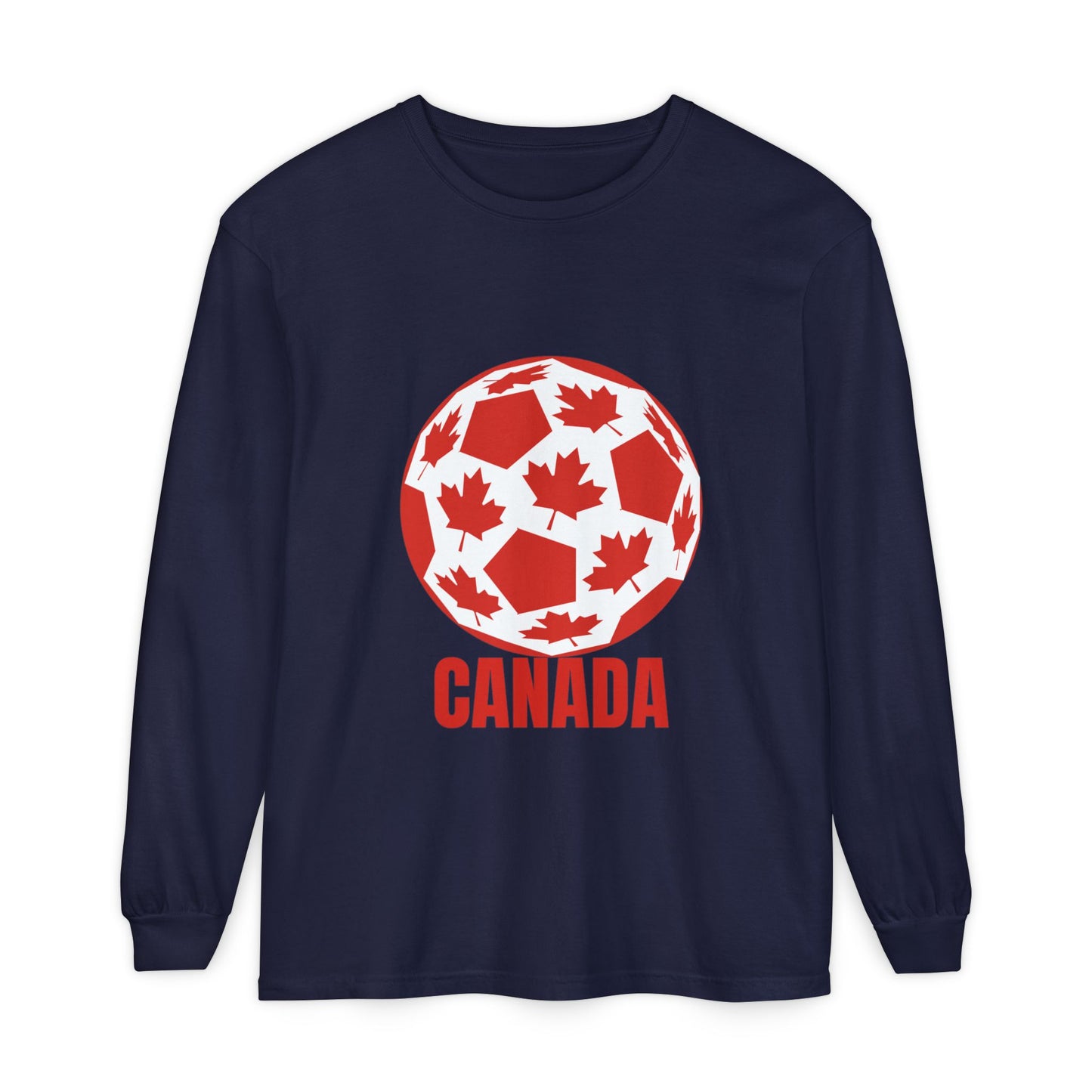 Canada Fan Specialty Soccer Ball Design Long Sleeve T Shirt