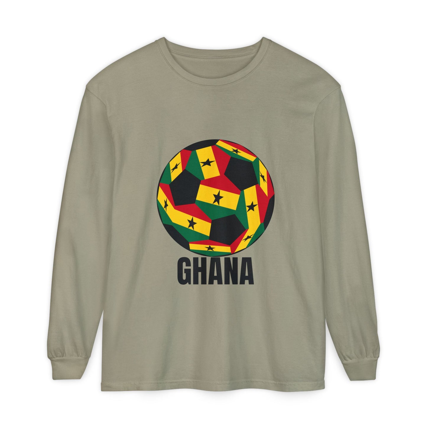Ghana Fan Specialty Soccer Ball Design Long Sleeve Tee