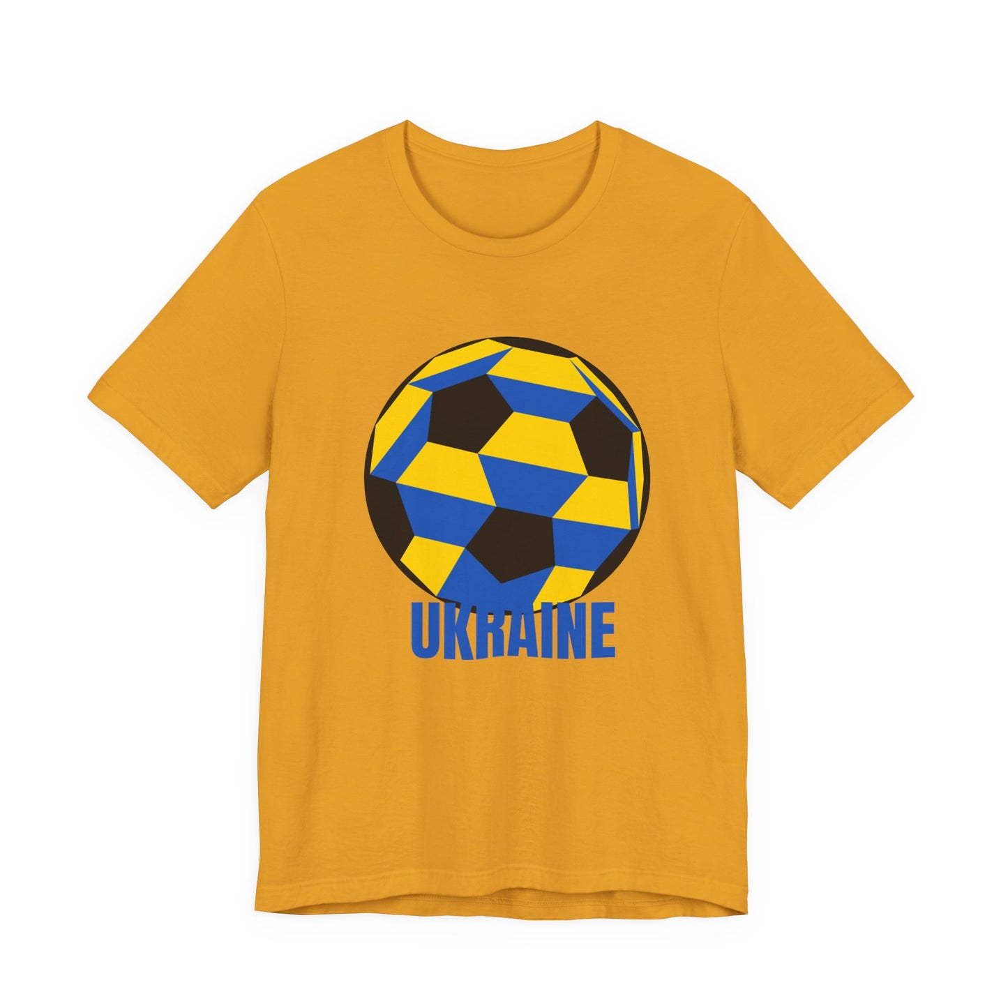 Ukraine Fan Specialty Soccer Ball Design T Shirt Blue Text