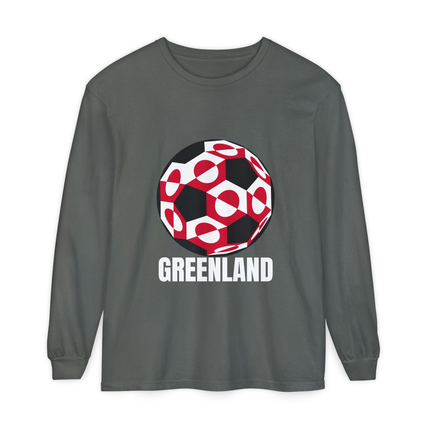 Greenland Fan Specialty Soccer Ball Design Long Sleeve Tee