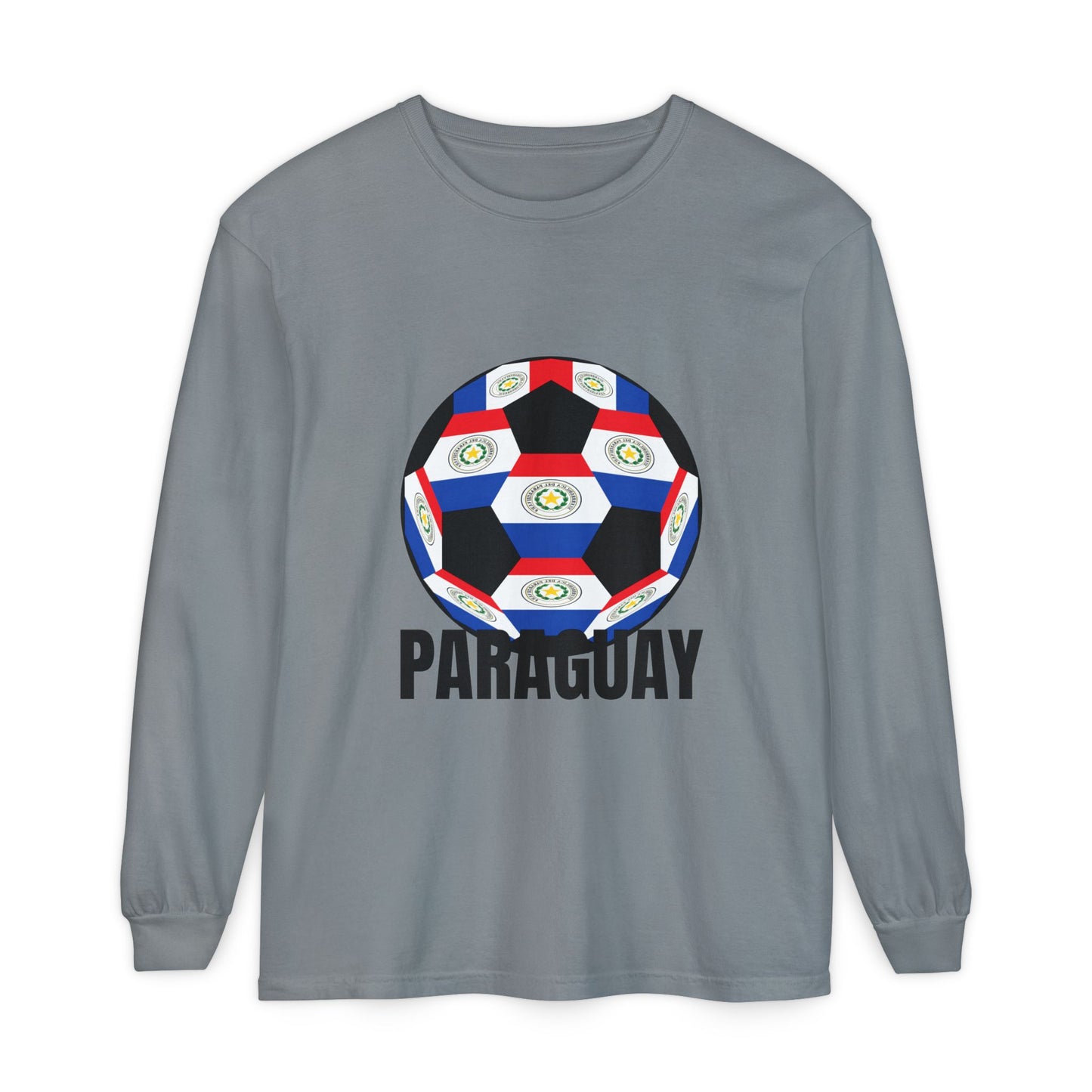 Paraguay Fan Specialty Soccer Ball Design Long Sleeve Tee