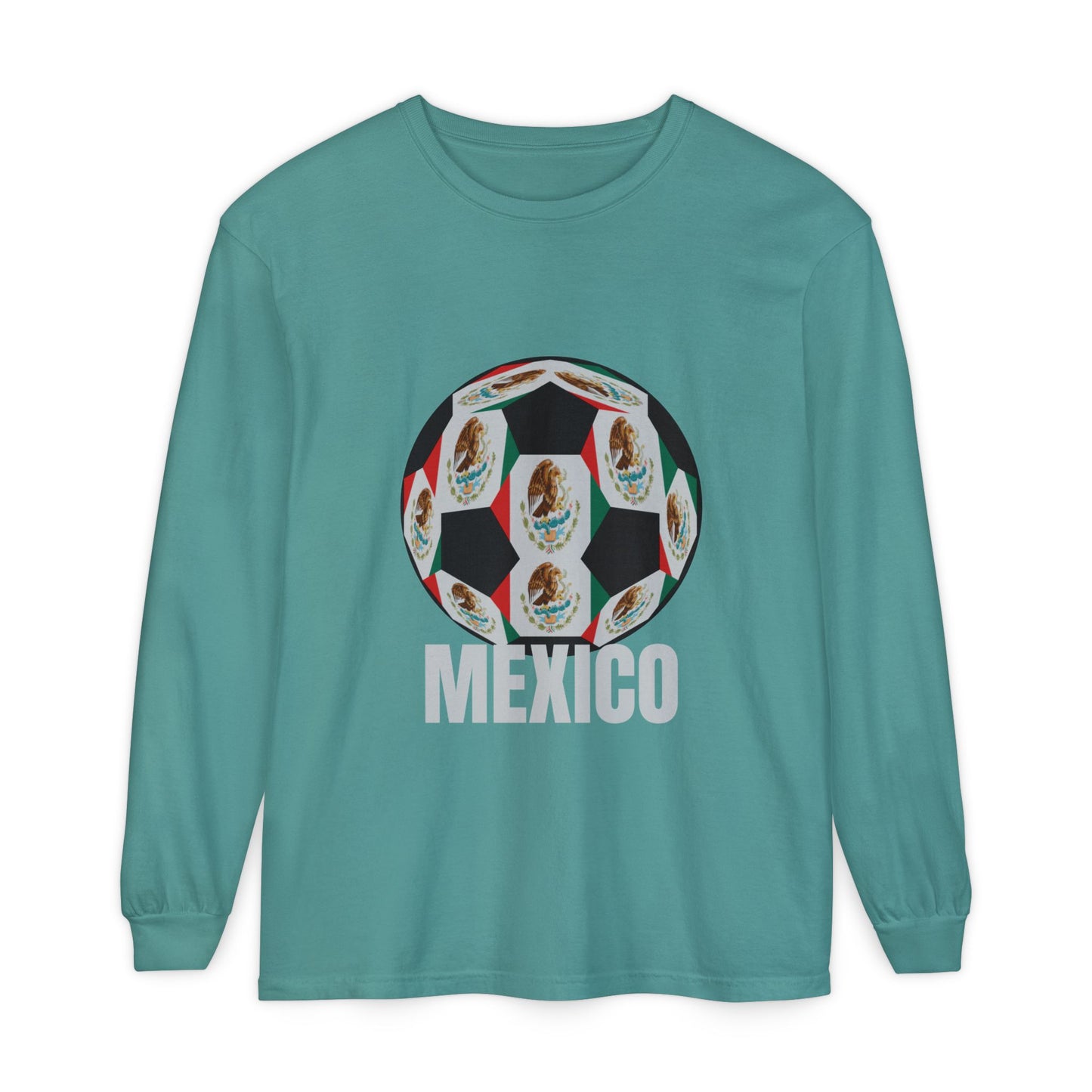 Mexico Fan Specialty Soccer Ball Design Long Sleeve Tee