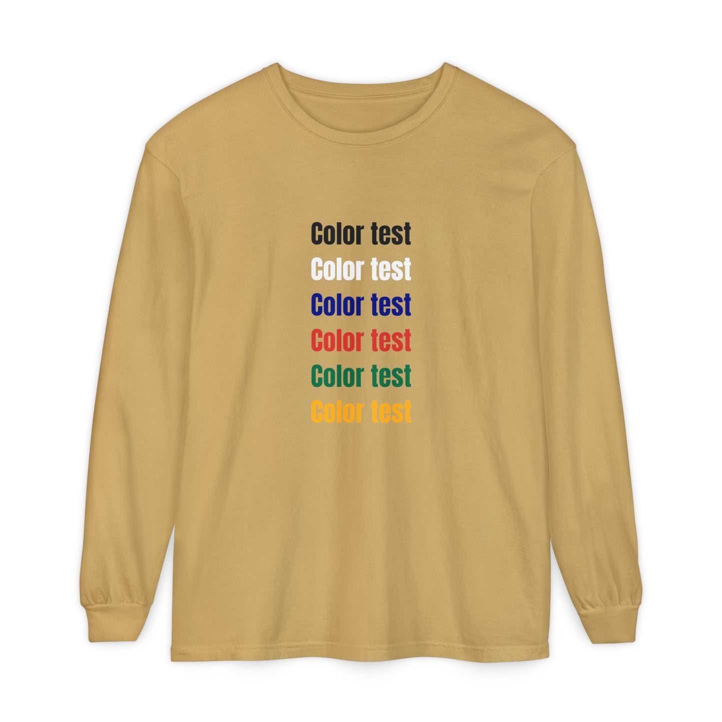 Long Sleeve T‑Shirt — Color testText Graphic