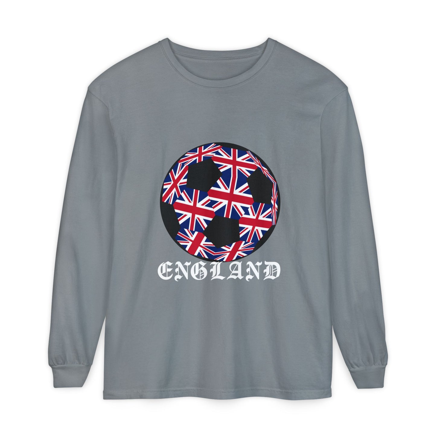 Old English Style Specialty Soccer Ball Design  Long Sleeve Tee