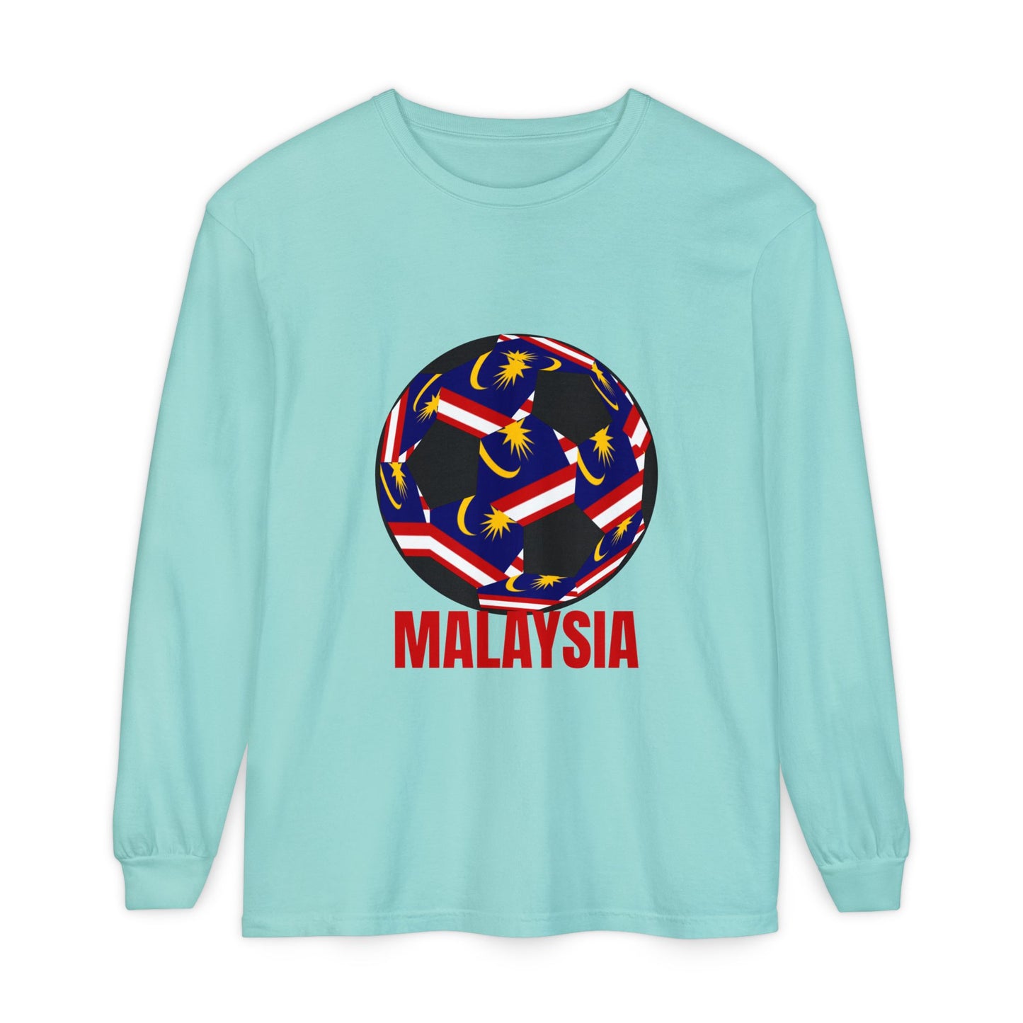 Malaysia Fan Specialty Soccer Ball Design Long Sleeve T-Shirt