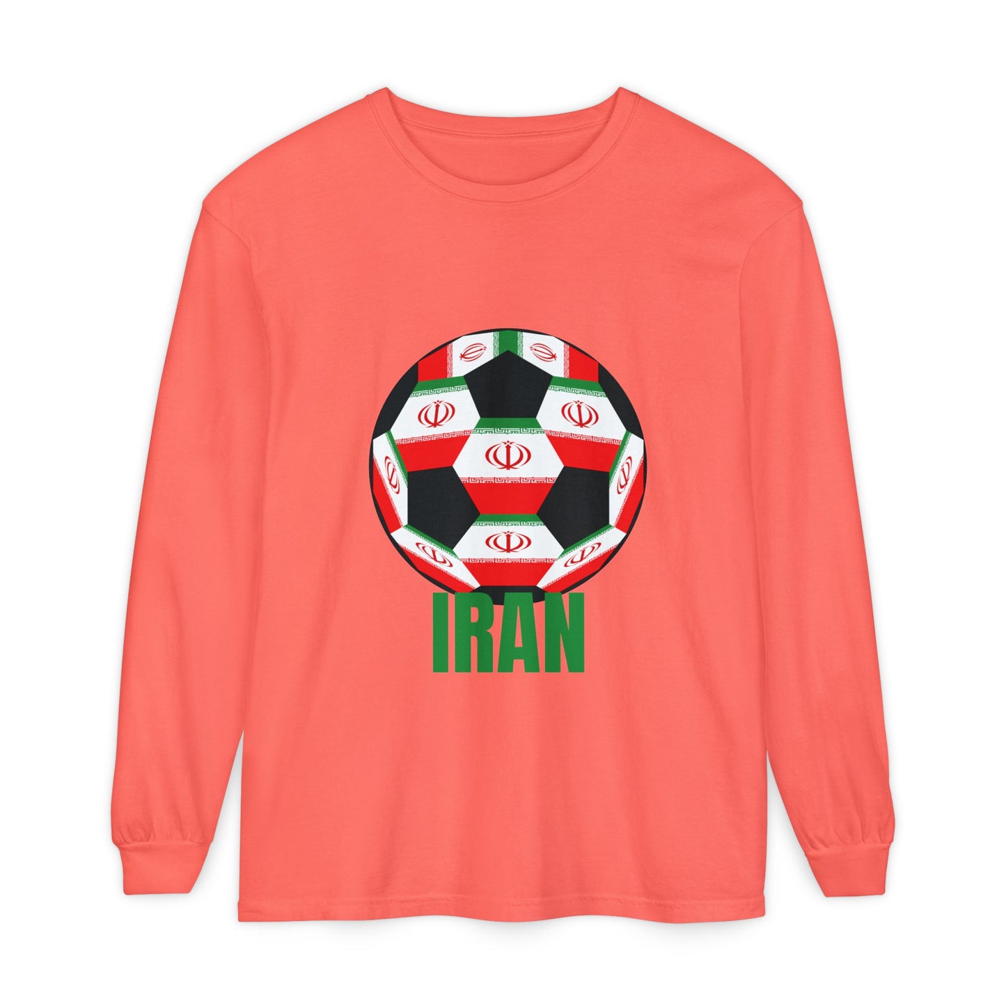 Iran Fan Specialty Soccer Ball Design Long Sleeve Tee