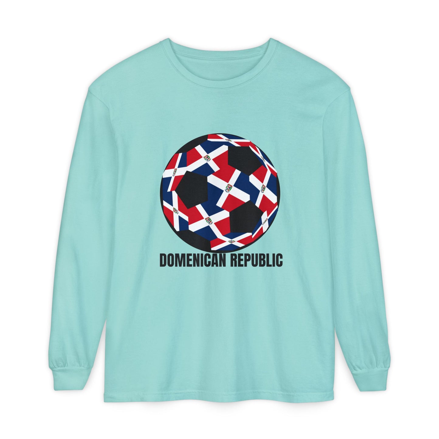 Domenican Republic Fan Specialty Soccer Ball Design Long Sleeve Tee