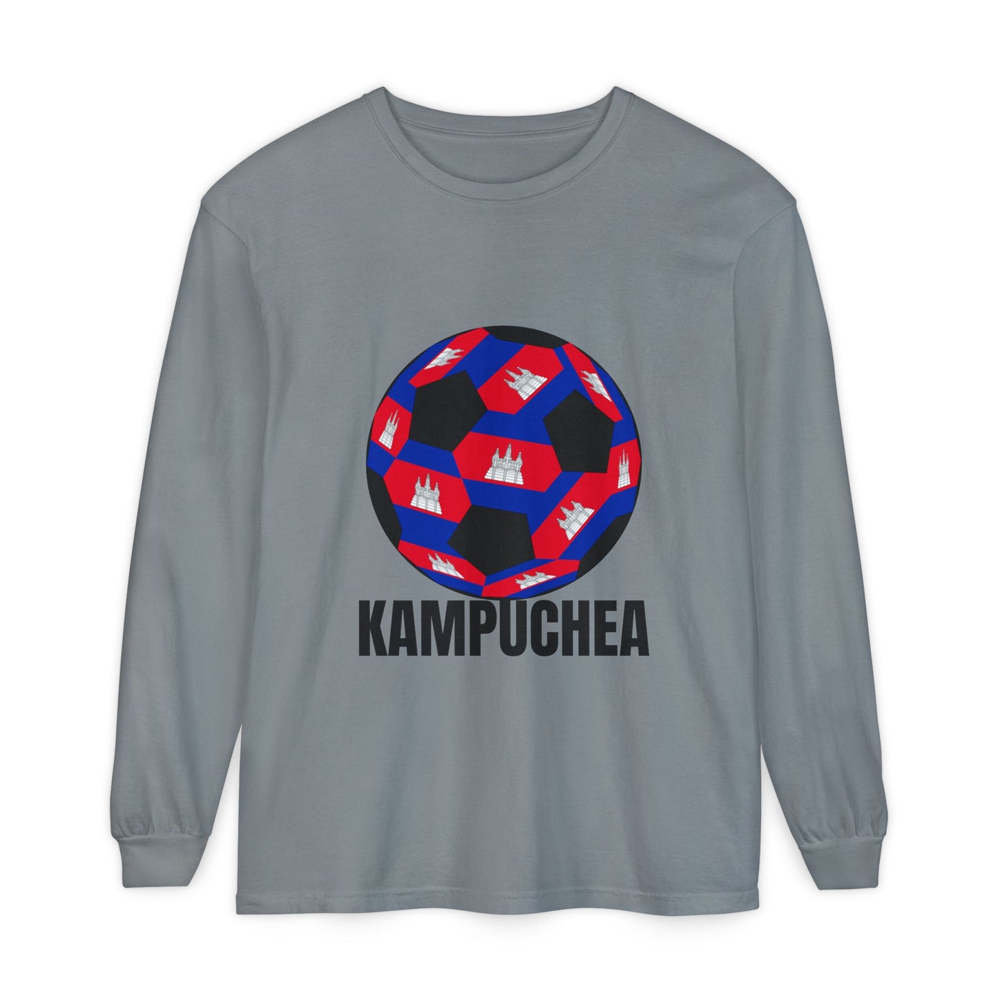 Kampuchea Fan Specialty Soccer Ball Design Long Sleeve Tee