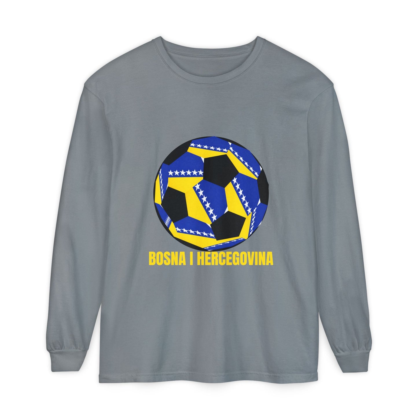 Bosnia Herzegovina Fan Specialty Soccer Ball Design  Long Sleeve Tee
