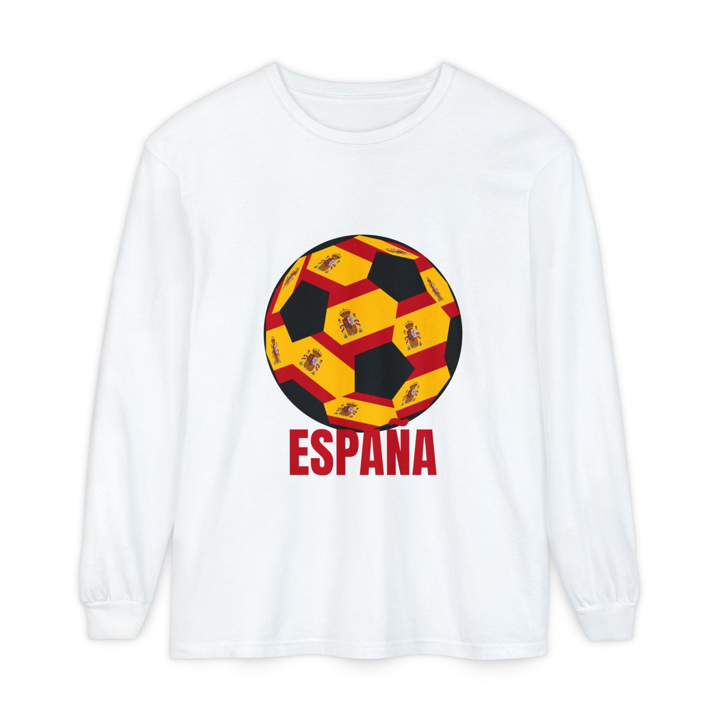 España Soccer Ball Design Long Sleeve Shirt Red Text
