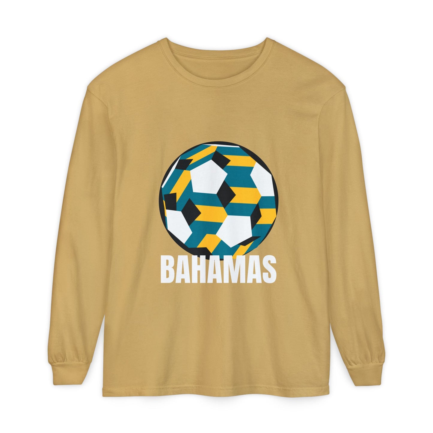 Bahamas Fan Specialty Soccer Ball Design Long Sleeve Tee