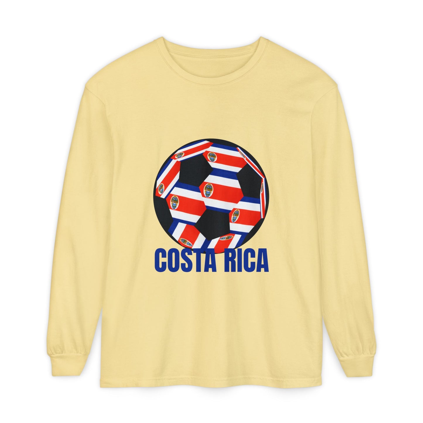 Costa Rica Fan Specialty Soccer Ball Design Long Sleeve T-Shirt