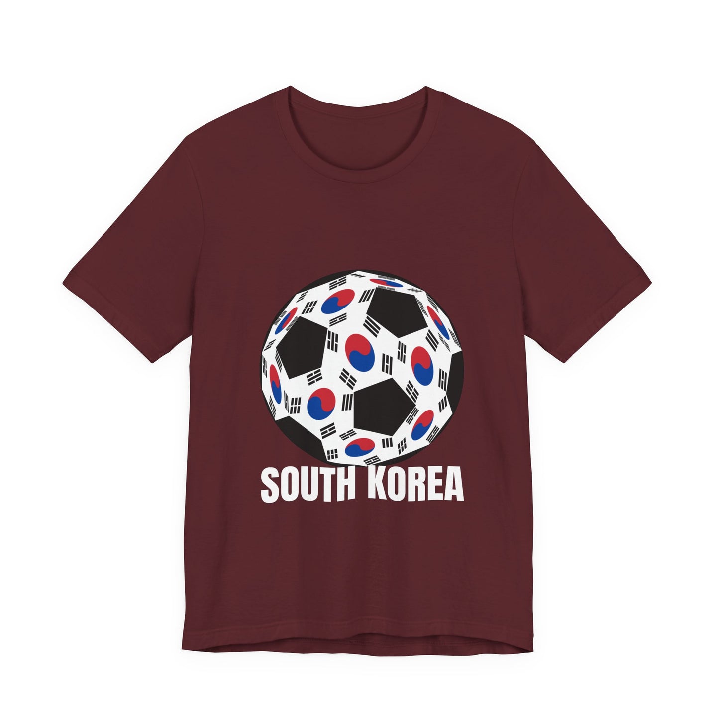South Korea Fan Specialty Soccer Ball Design T Shirt White Text