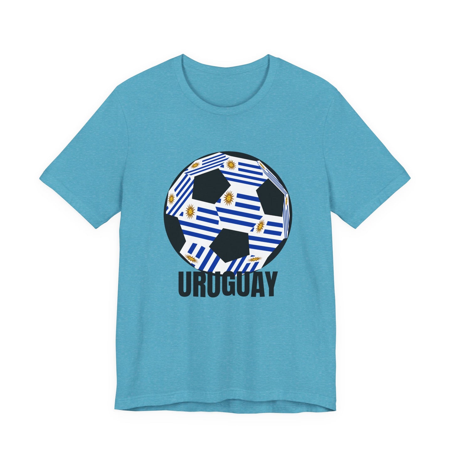 Uruguay Fan Specialty Soccer Ball Design T Shirt Black Text