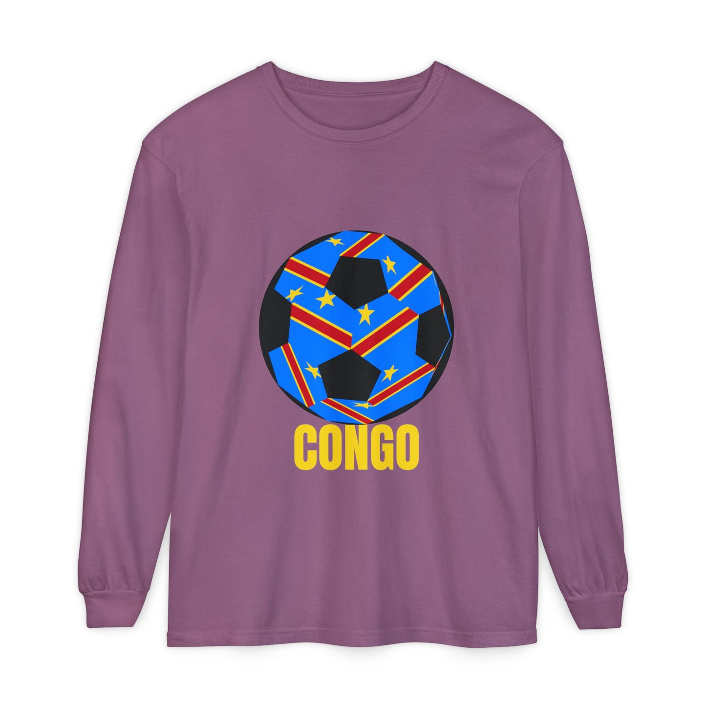 Congo Fan Specialty Soccer Ball Design T Shirt Yellow Text