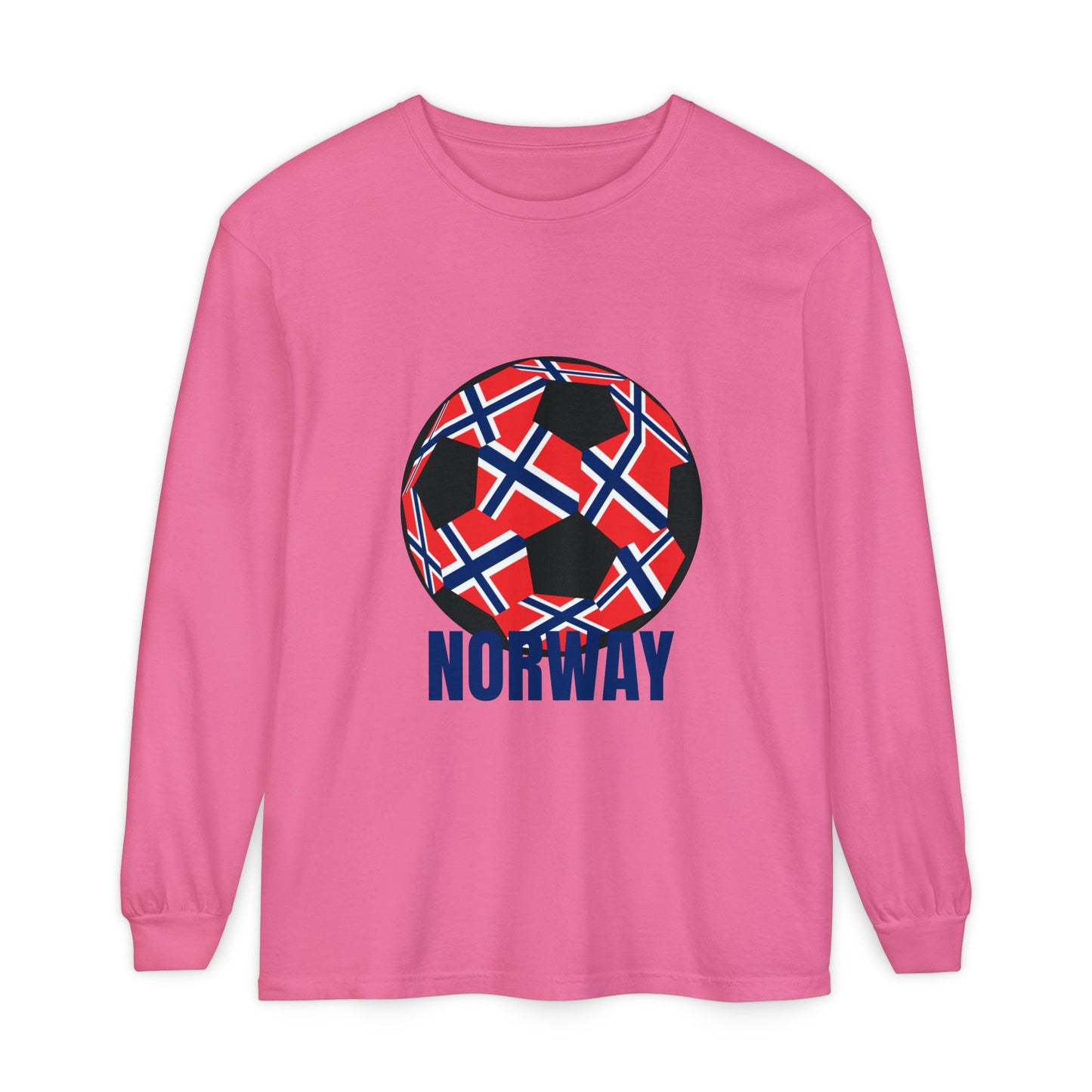 Norway Fan Specialty Soccer Ball Design T ShirtLong Sleeve Tee Blue Print