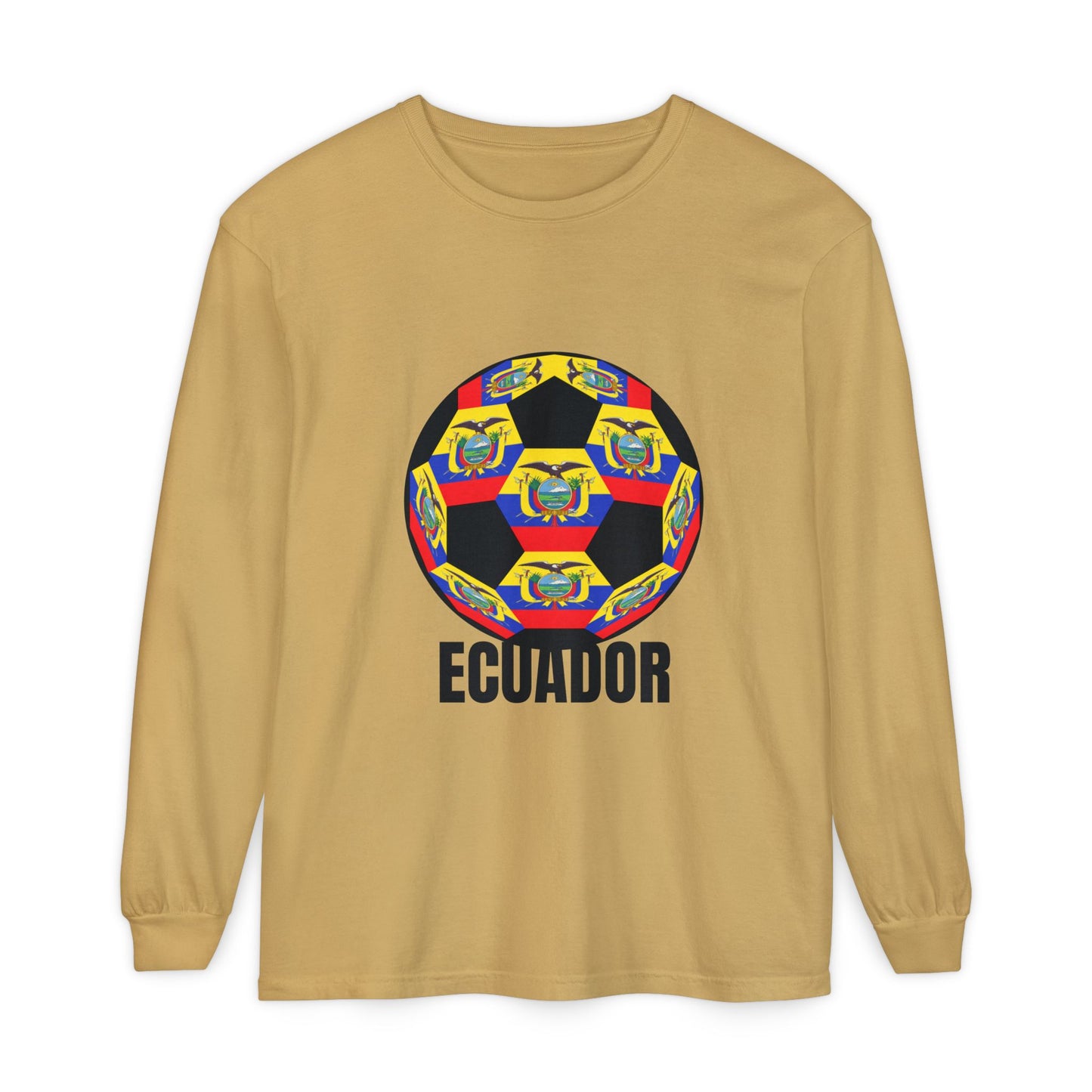 Ecuador Fan Specialty Soccer Ball Design Ball Long Sleeve Tee