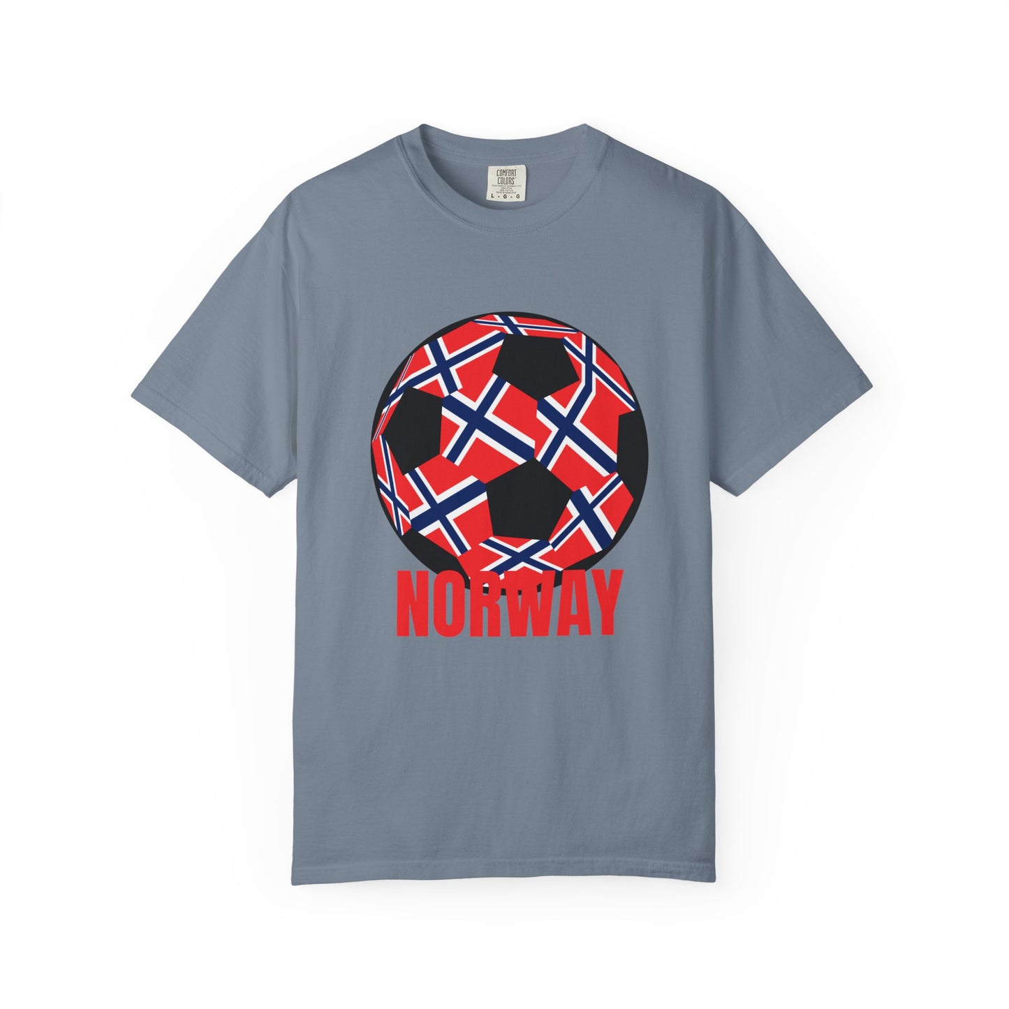 Norway Fan Specialty Soccer Ball Design T Shirt Red Print