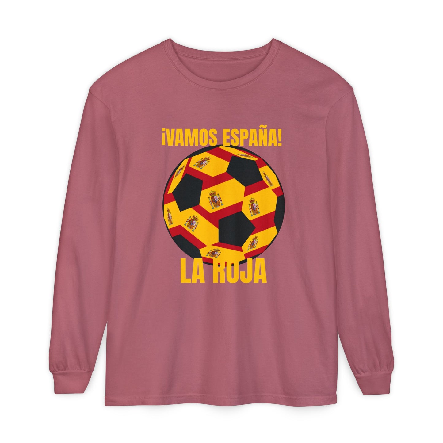 La Roja Soccer Long Sleeve Tee — ¡Vamos España! Gold Text