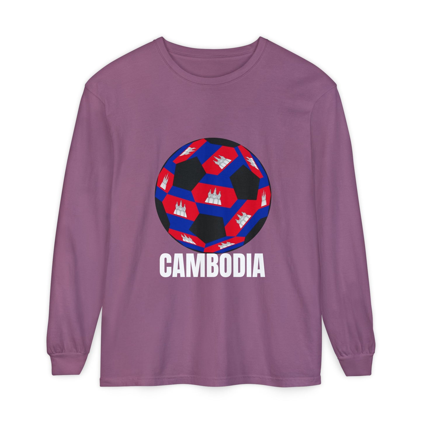 Cambodia Fan Specialty Soccer Ball Design Long Sleeve Tee